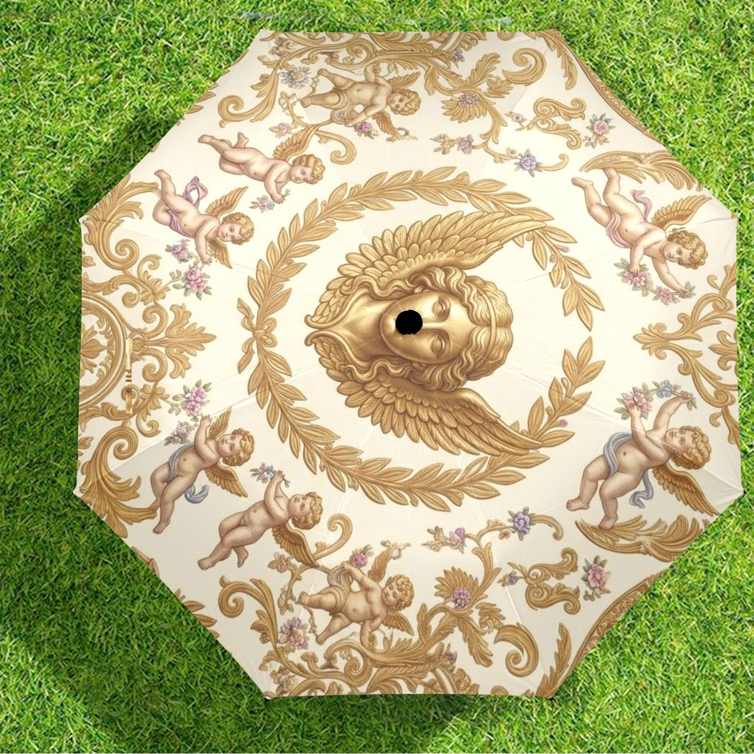 Baroque Putti Semi Automatic Foldable Umbrella