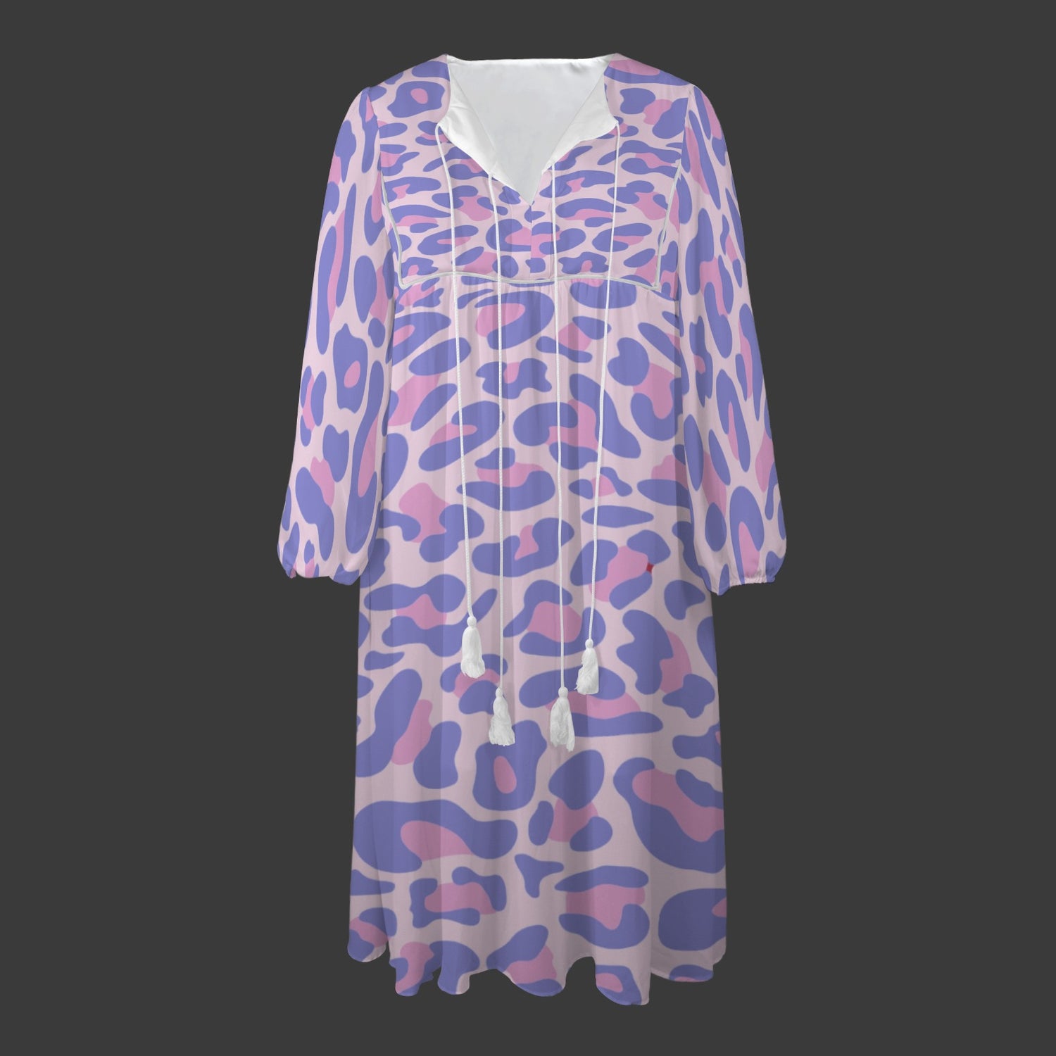 Light Blue Pink Leopard Long Dress