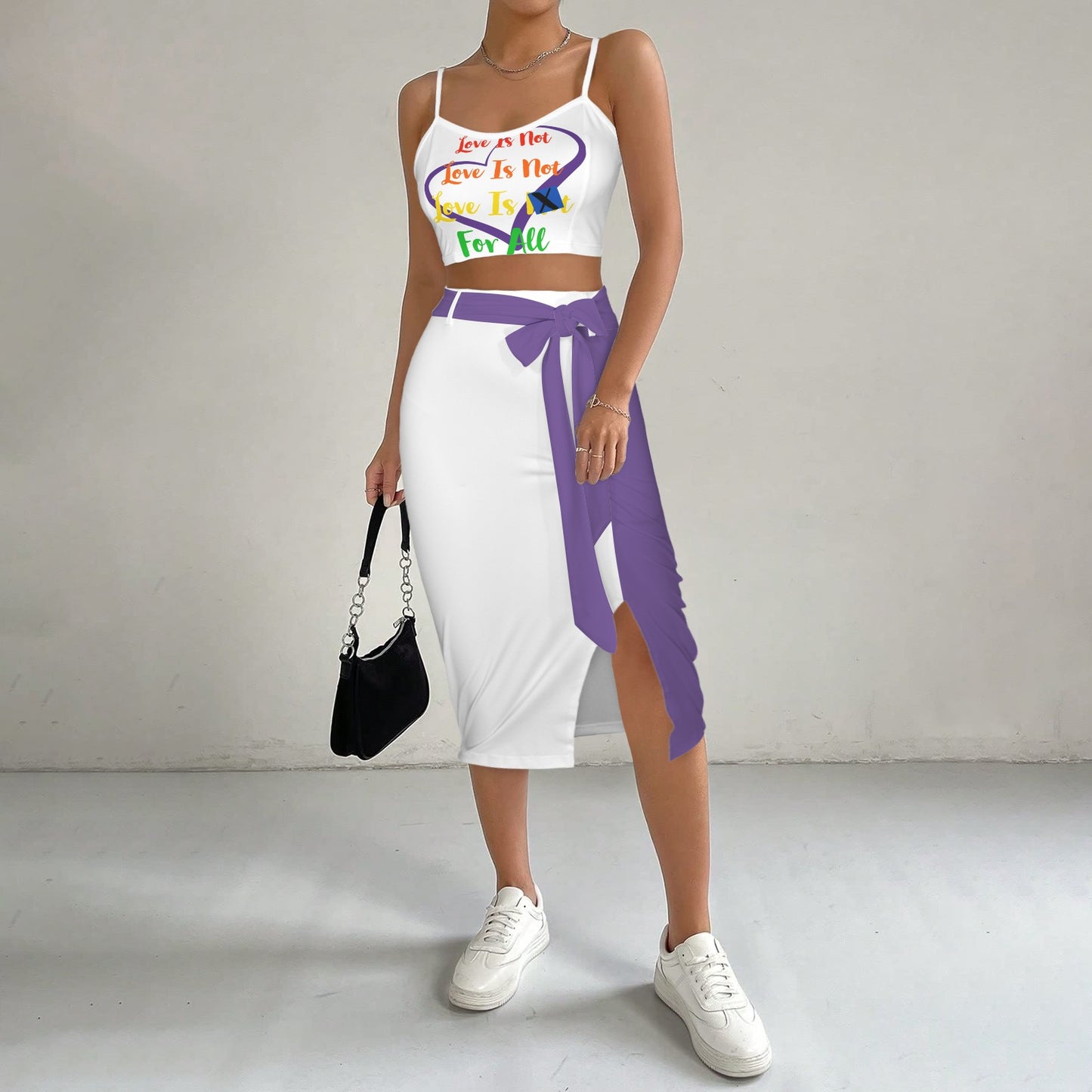 LINFA TOP SKIRT WHITE PURPLE