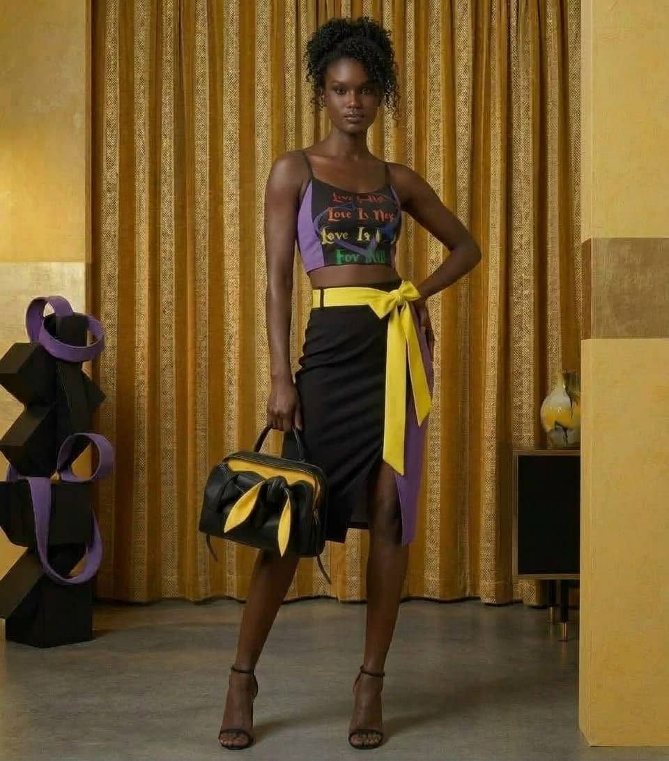 LINFA Crop Cami Top & Tie Split Skirt Set (7 Black and colors variants)