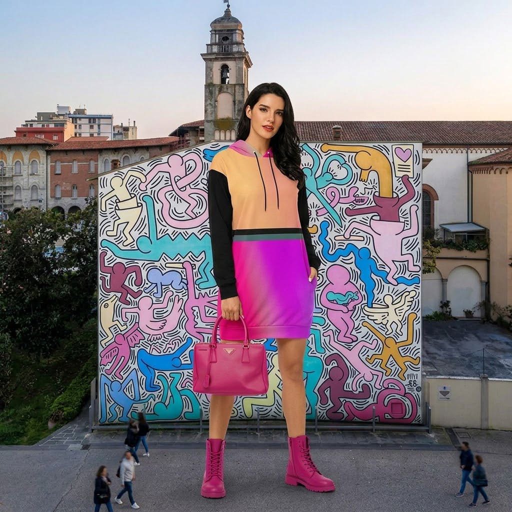 Multicolor Hoodie Dress