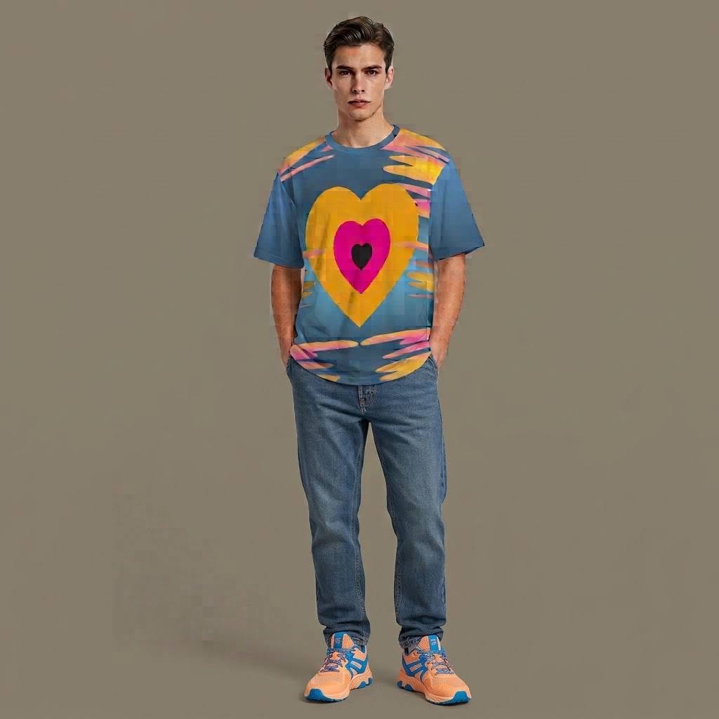 Se Son Rose T-Shirt Heart -Blue Fading