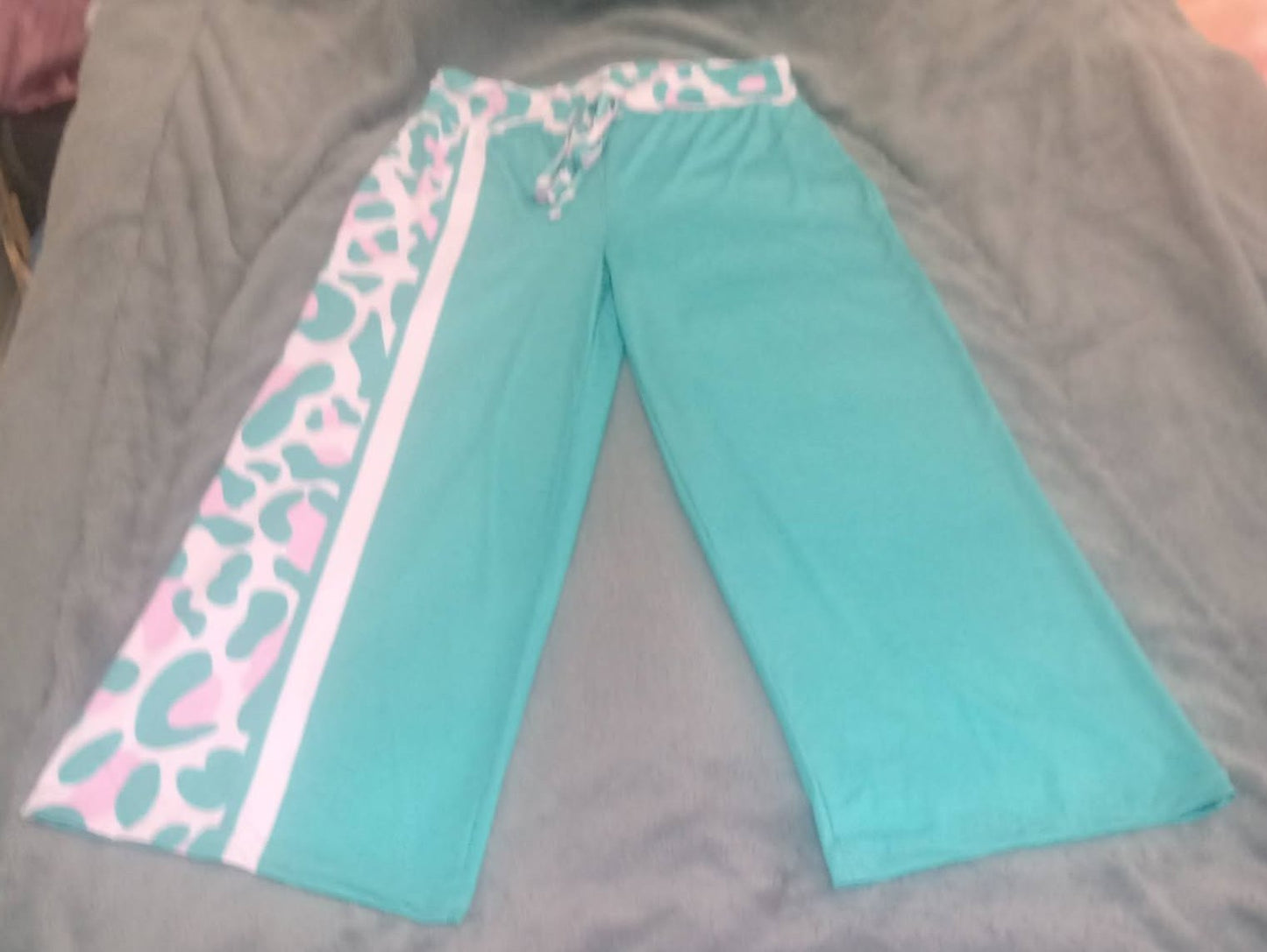 Leopard Lounge Pants Aqua Pink