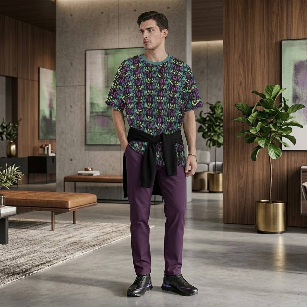 Hidden Name T-shirt Multicolor Green Purple Pattern 2
