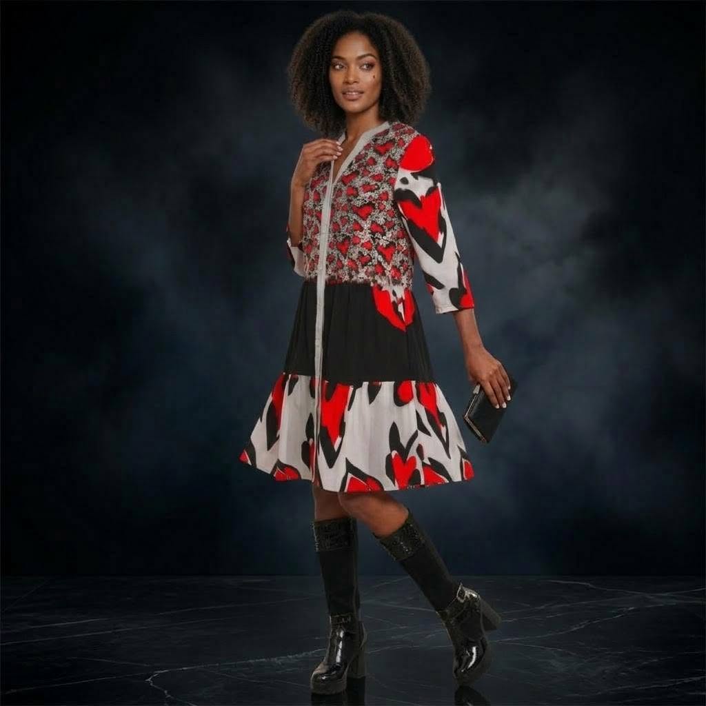 FluffyLove Kitties Dress Light Grey Black