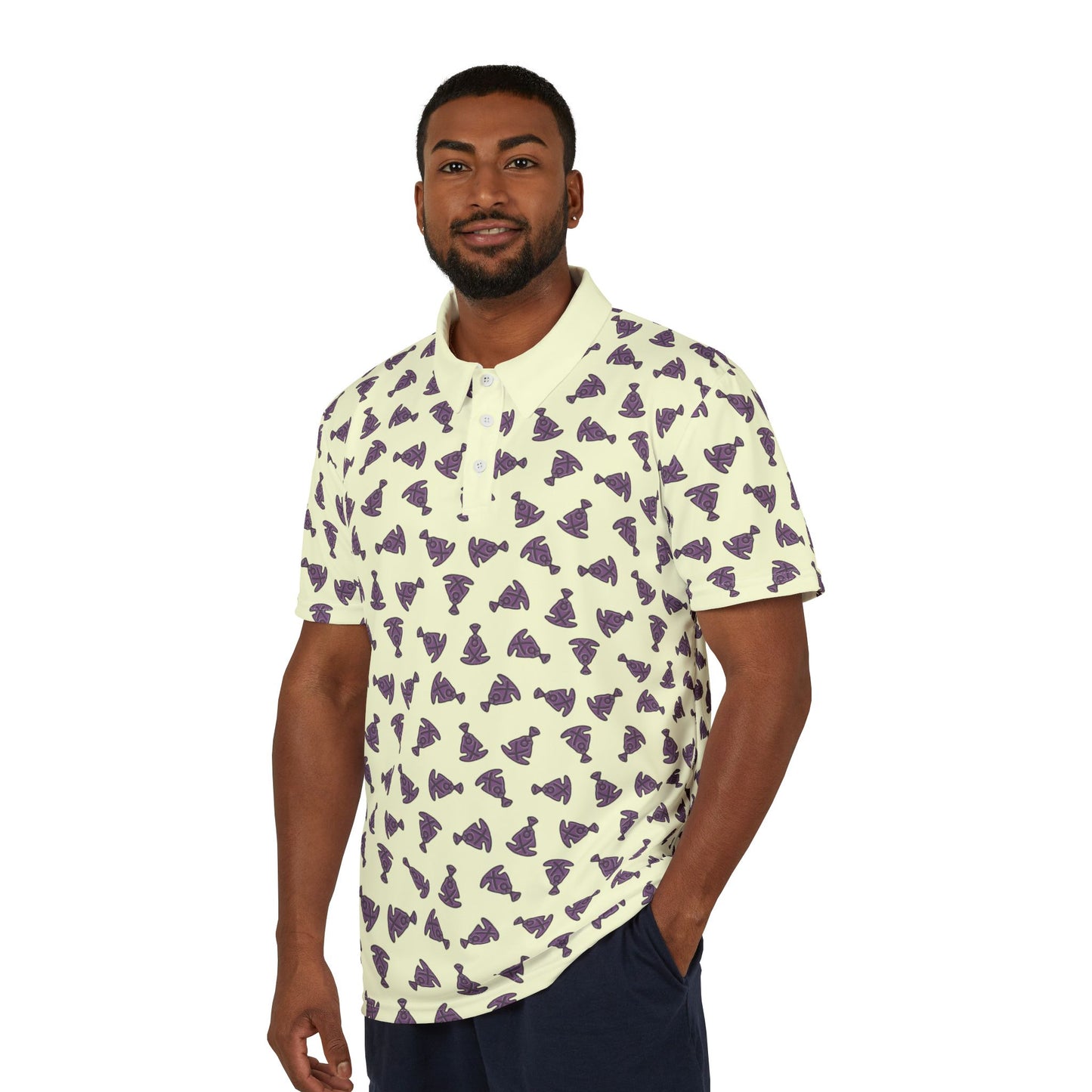 Buddha Tilt Pale Yellow Unisex Polo T-Shirt