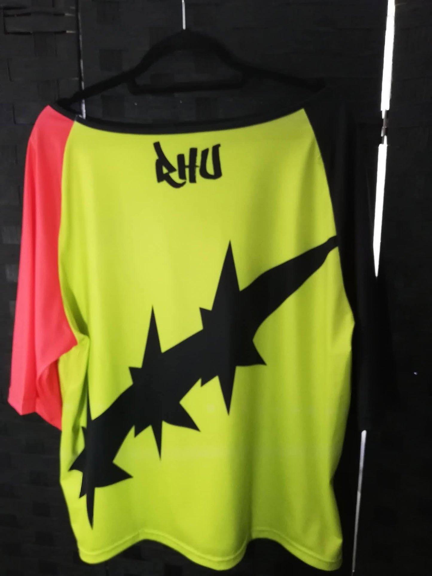 Hacked Heart Oversize Off The Shoulder Half-Sleeve T-shirt - Thick Soft Fabric