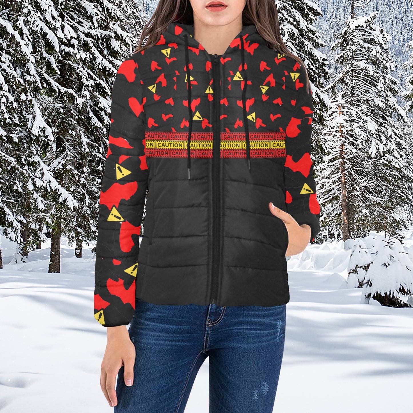 Caution Padded Jacket- Hearts and Signs OK