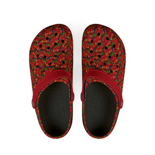 LINFA Chaos In The Heart EVA Foam Rubber Shoes Dark Red for Men and Women