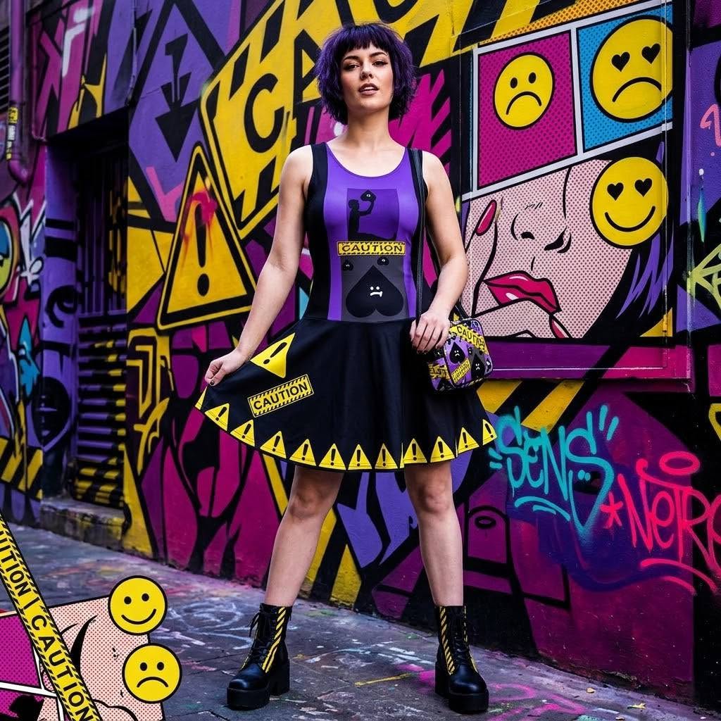 CAUTION Pleated Dress