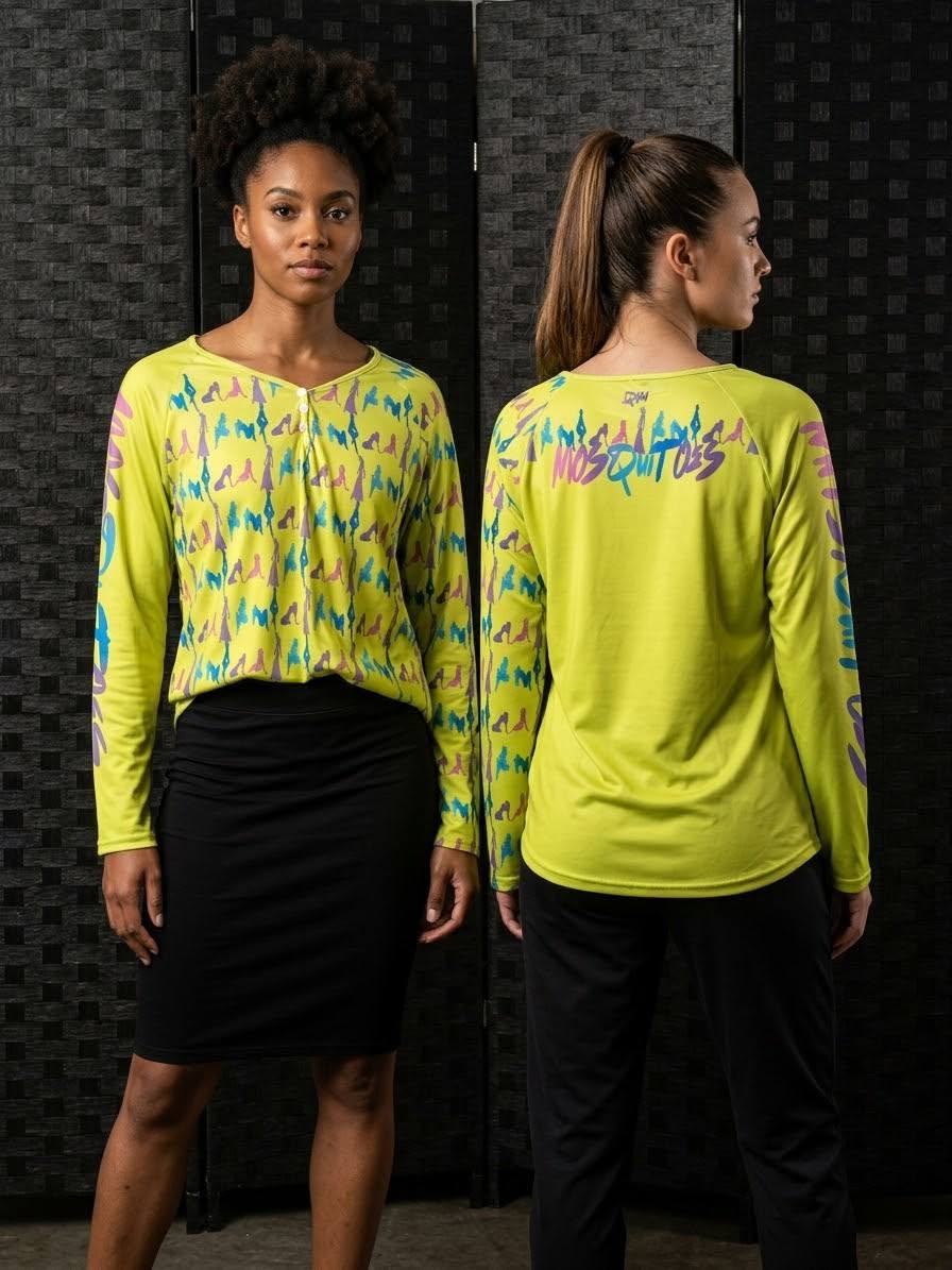 Mosquitoes Long Sleeve Shirt Button Yellow