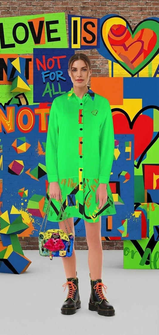 LINFA LONG SLEEVE T-SHIRT DRESS BRIGHT GREEN