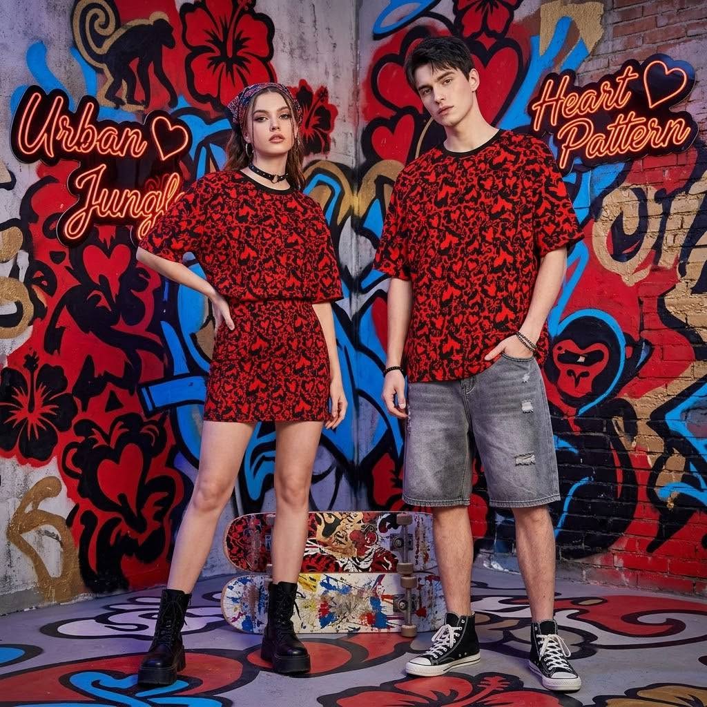 Love Flowers T-Shirt Black Red