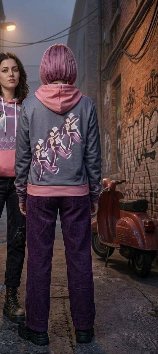Humans Scare Me Jimmy Cloud Hoodie Pink Grey