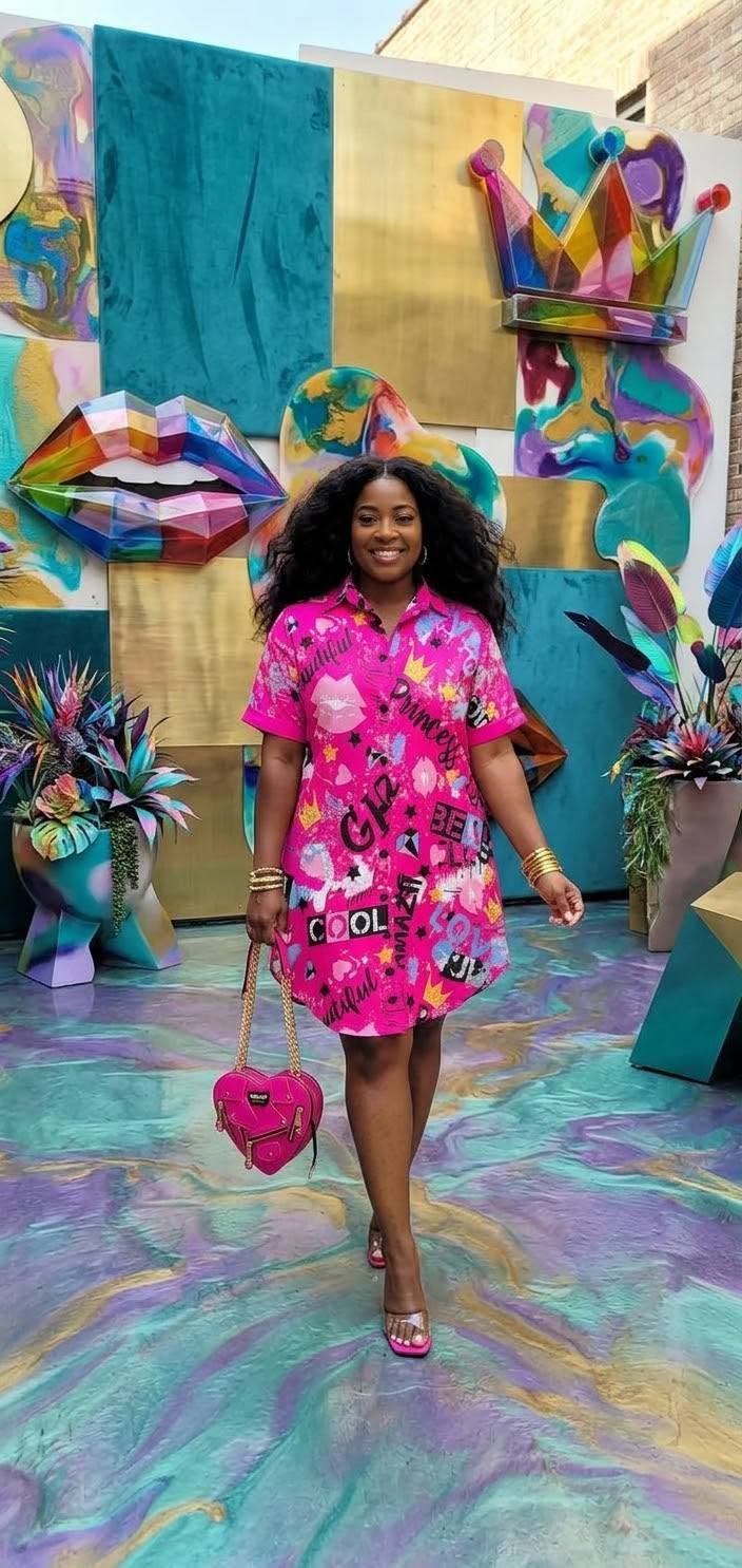 Feel Amazing T-Shirt Dress Hot Pink