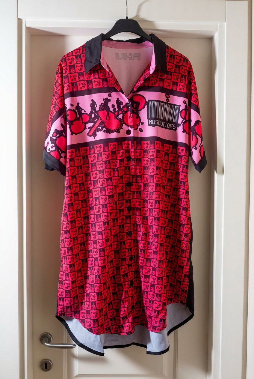 Mosquitoes T-Shirt Dress Barcode - Pink V2