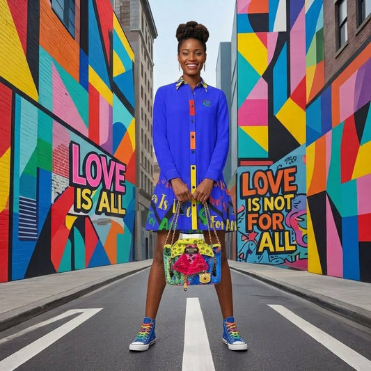 LINFA Long Sleeve T-Shirt Dress Blue Black Heart