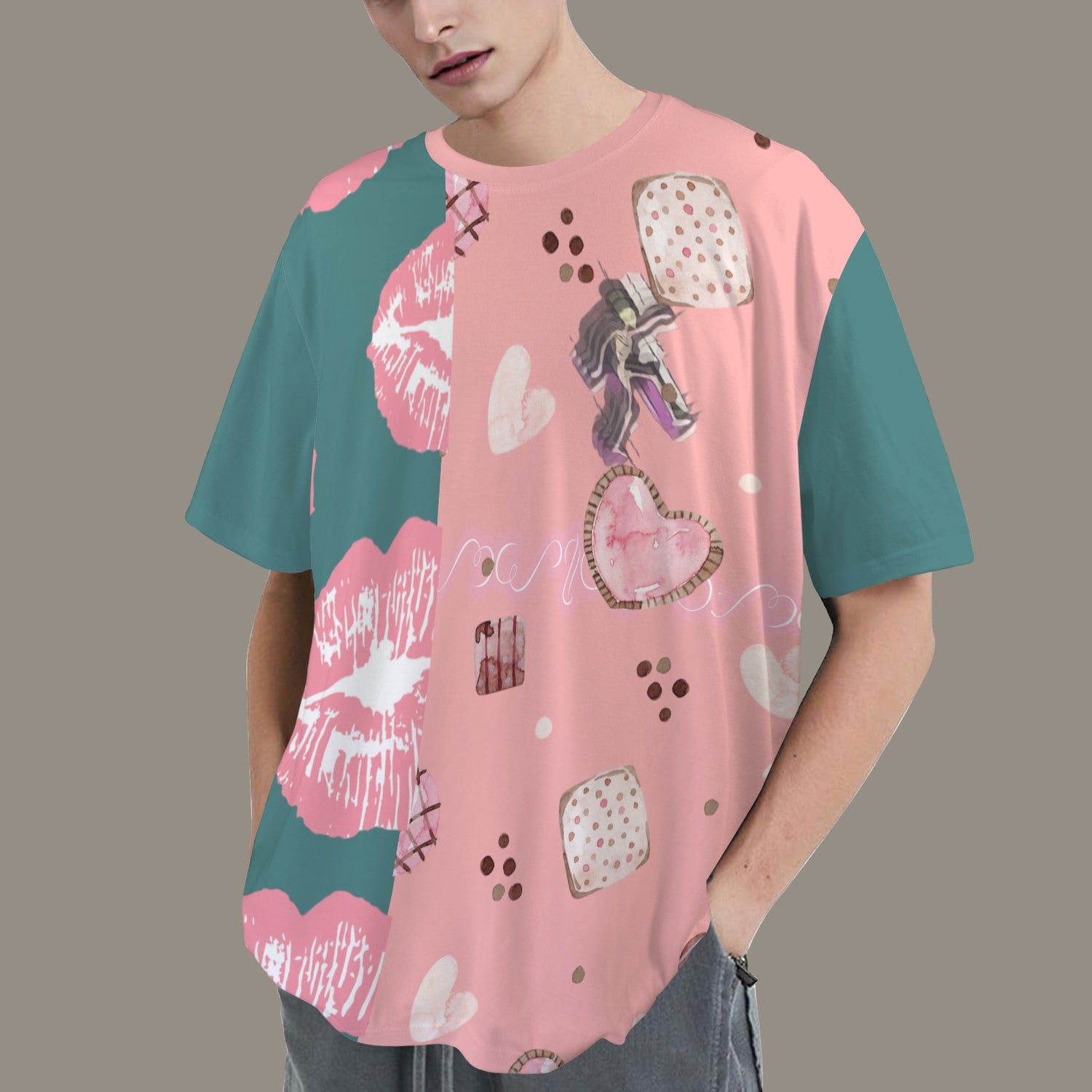 Hidden Name T-shirt Mouth Cookies Pink Green 2