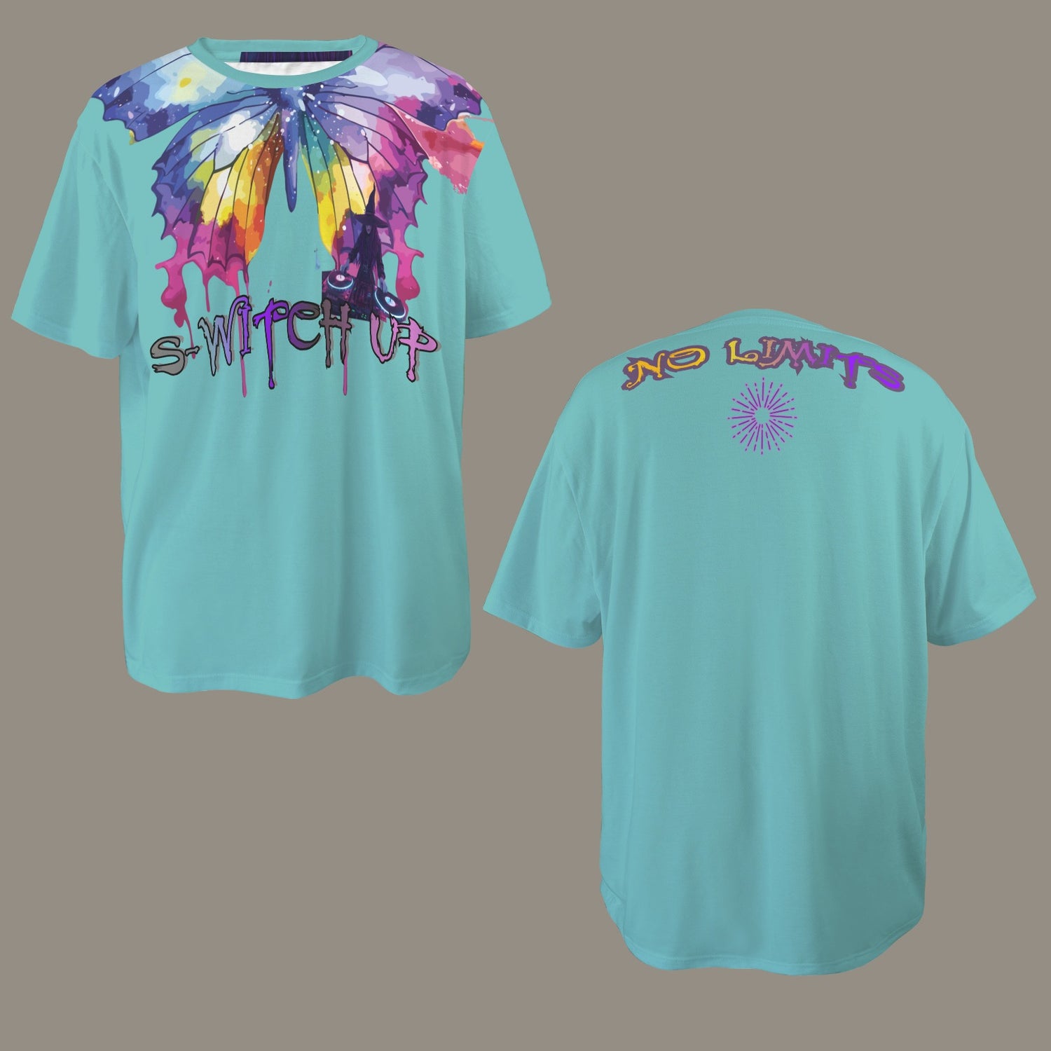 S-WITCH UP WAVE BUTTERFLY T-SHIRT LIGHT TURQUOISE