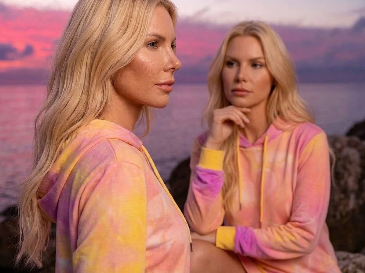 Se Son Rose Short Hoodie Dress Yellow Pale Pink Salmon
