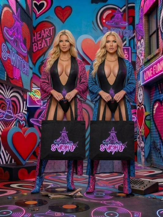 S-WITCH UP Canvas Tote Bag Neon Logo Big Burgundy