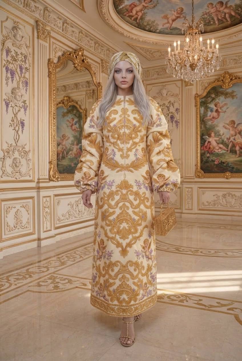 Baroque Putti Long Autumn/Spring Coat