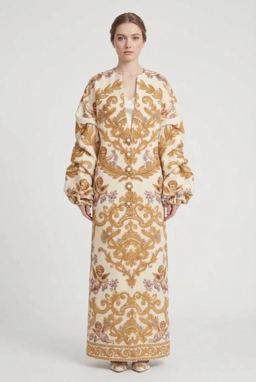 Baroque Putti Long Autumn/Spring Coat