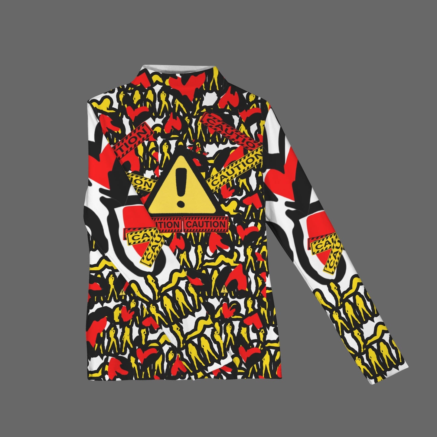 CAUTION Long Sleeve Turtleneck Shirt White Hearts Mosquitoes Small SIGN