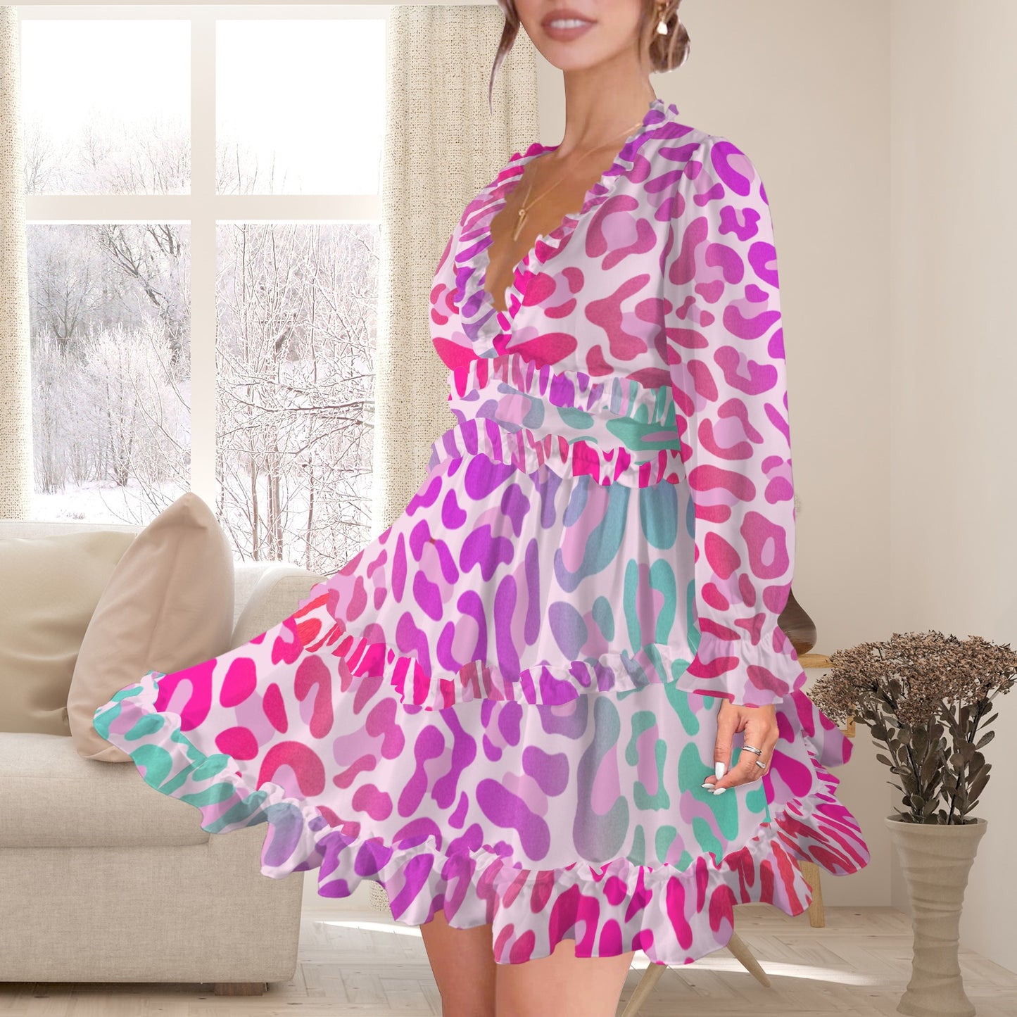 Fading Pink Leopard Dress