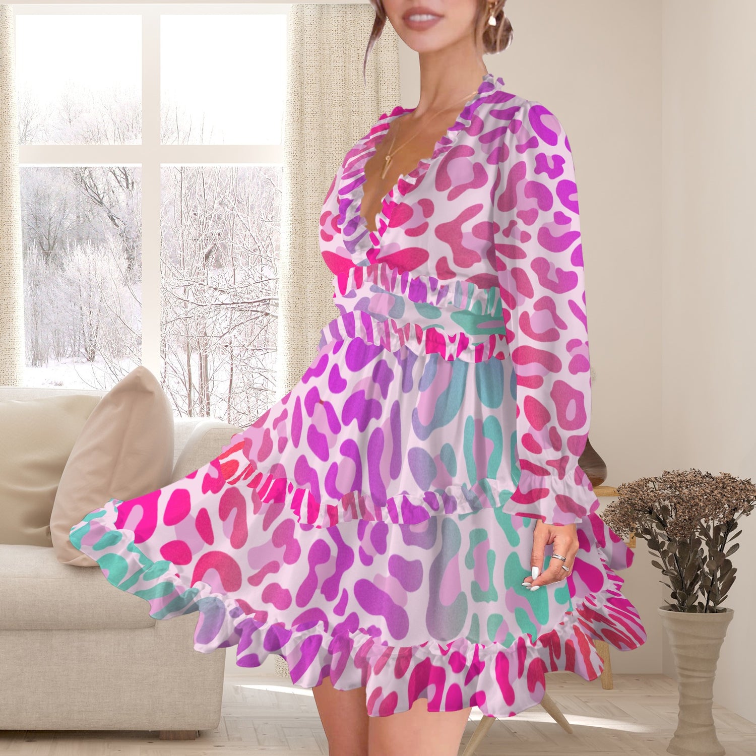 Fading Pink Leopard Dress