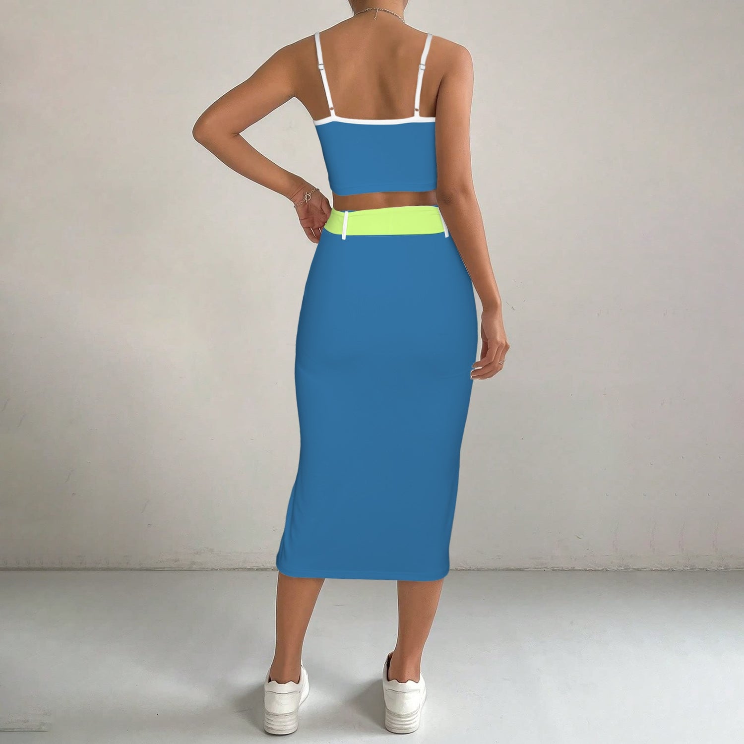 LINFA TOP SKIRT BLUE WHITE PALE GREEN