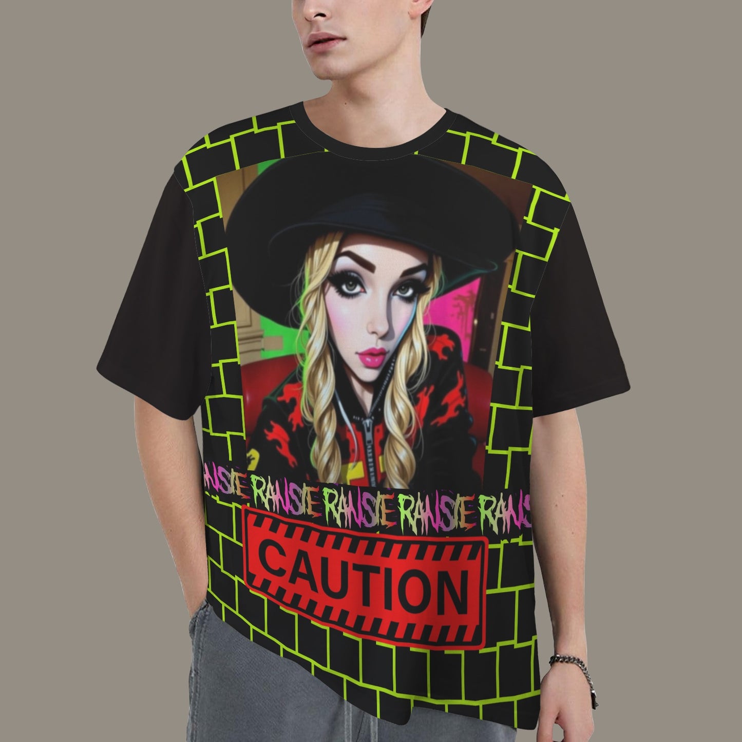 RANSIE CARTOON  RED CAUTION T-SHIRT