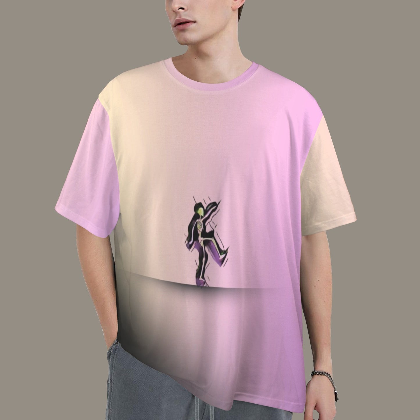 HSM T-shirt Skeleton Pink Yellow fade