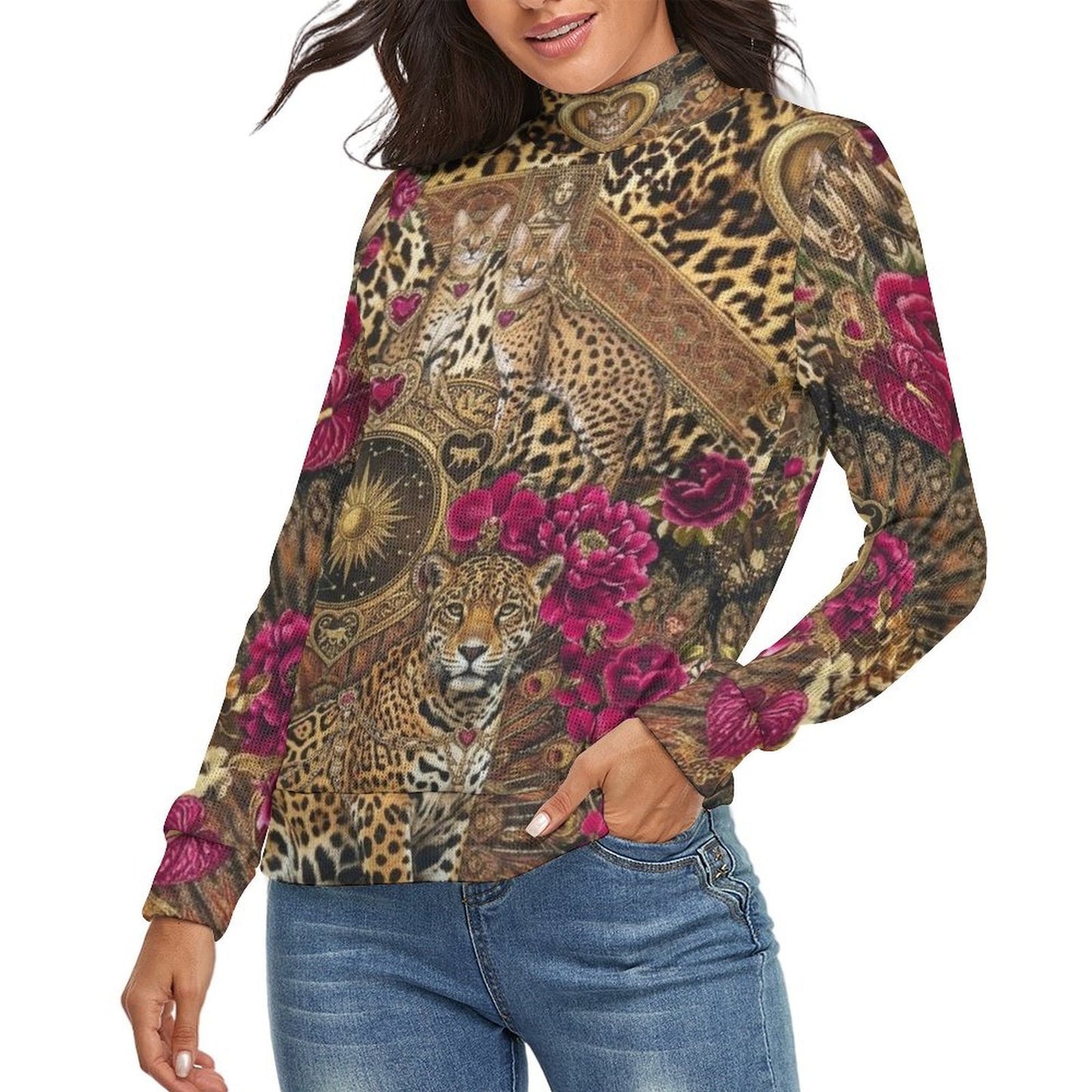 Custom Women Mock Neck Pullover Sweater