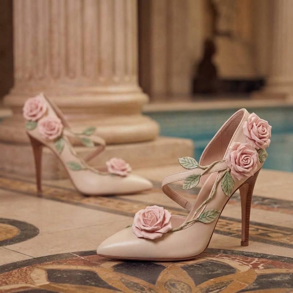 Bespoke Genuine Leather Stiletto Heel Pumps With Appliques