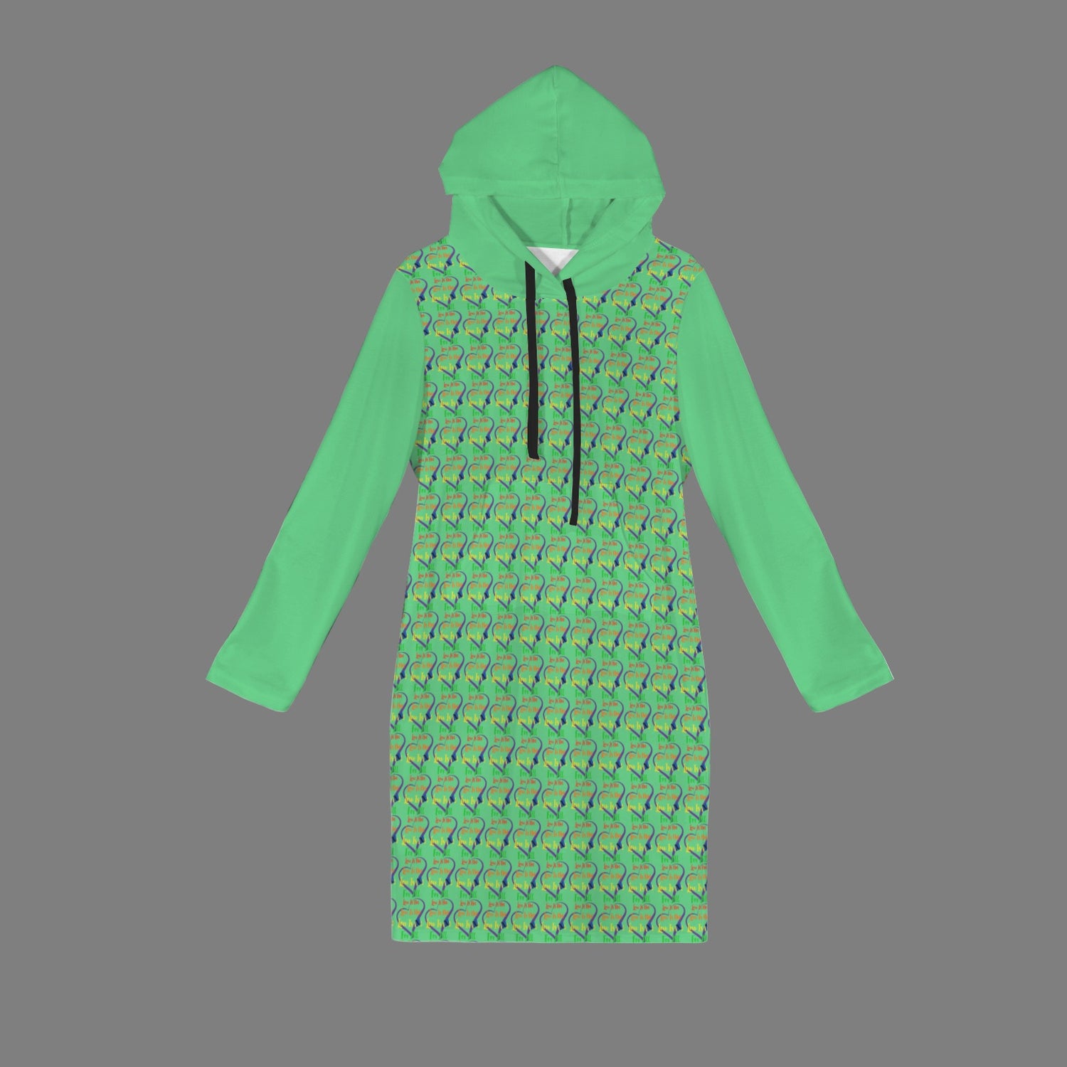 LINFA Hoodie Dress Little Hearts Joker Green