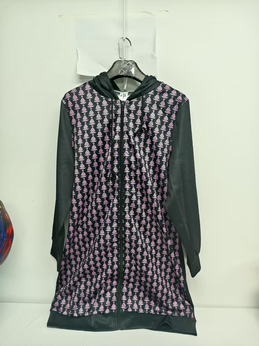 Buddha Zipped Hoodie Dress Black