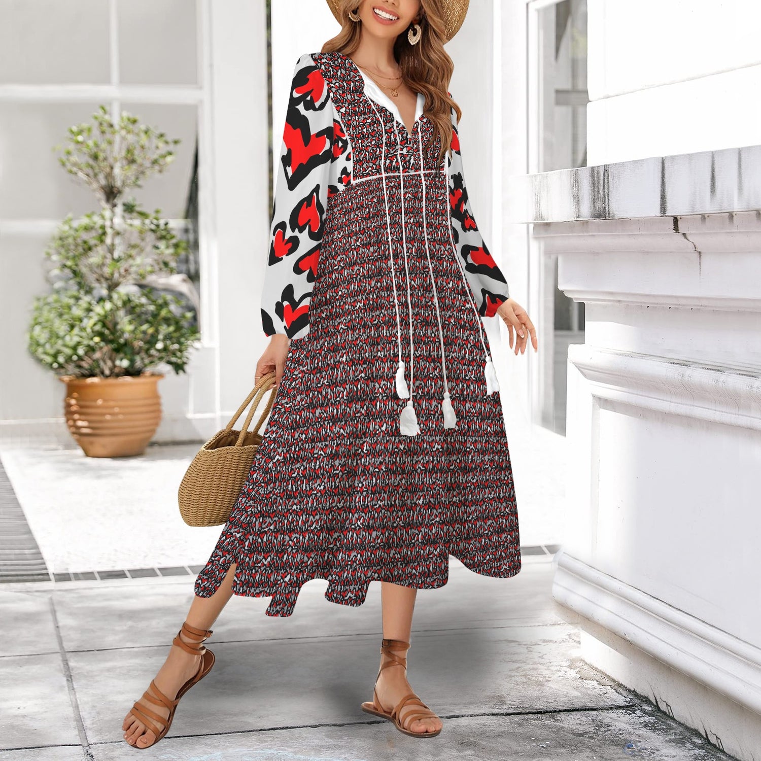 Mosquitoes Hearts Long Dress Grey Light Grey