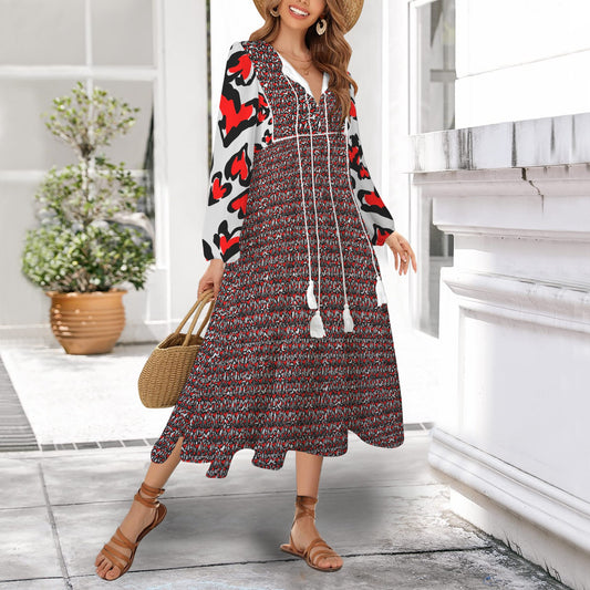 Mosquitoes Hearts Long Dress Grey Light Grey