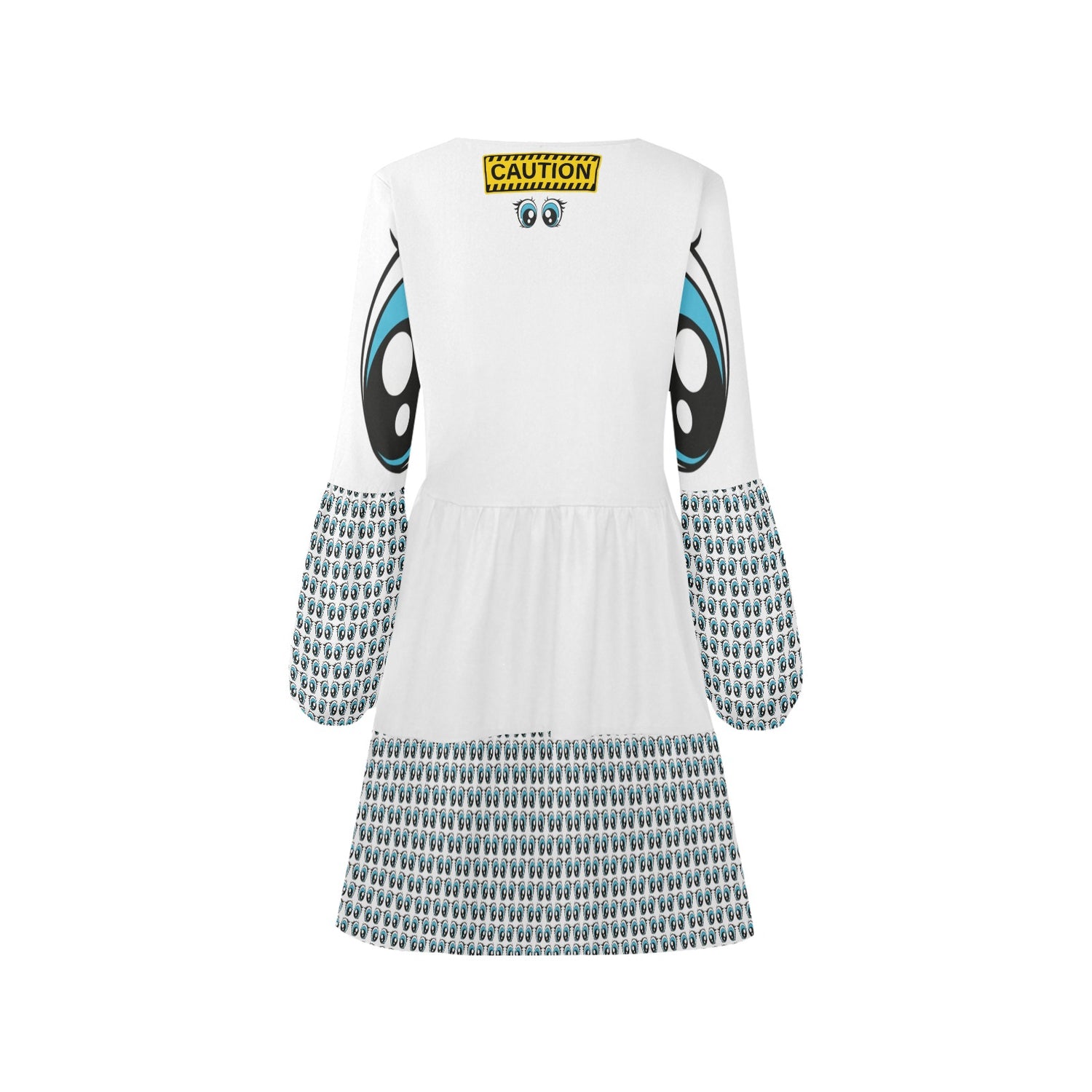 CAUTION Blue Eyes Boho Dress White