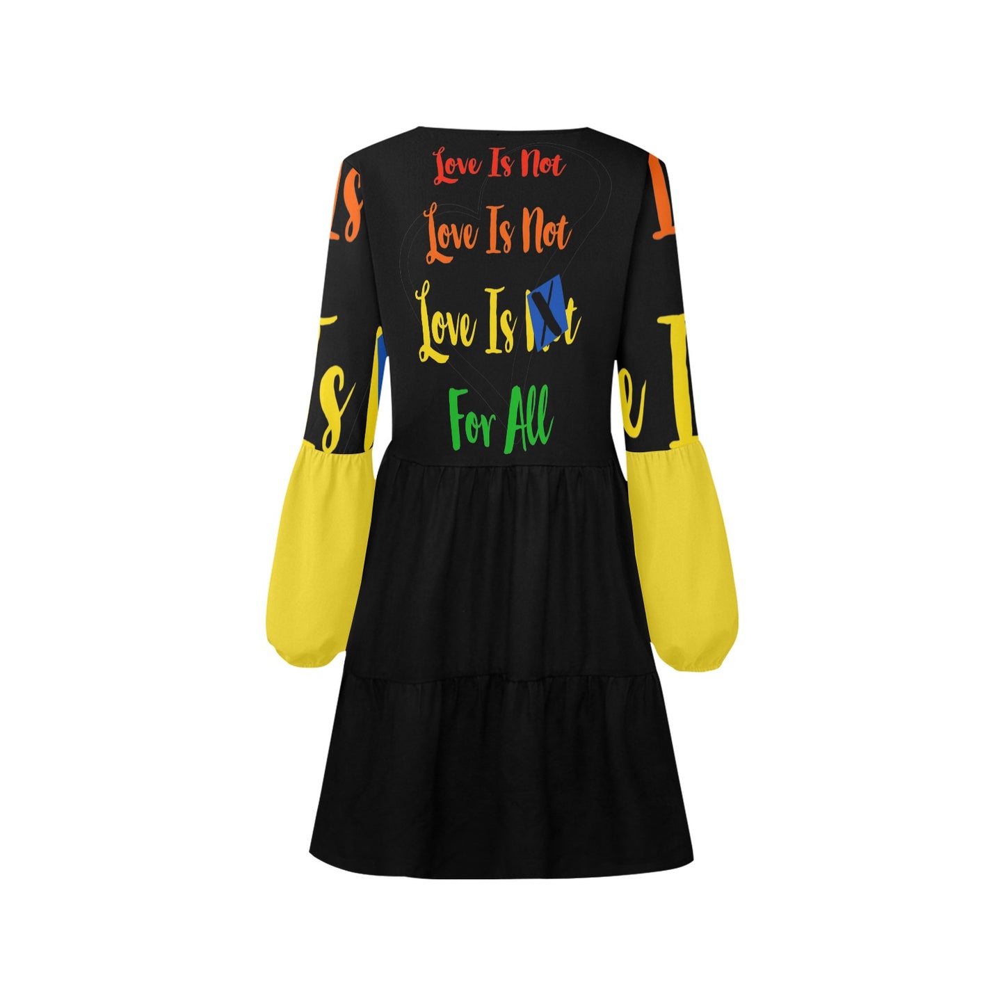 LINFA Boho Dress Black Yellow Sleeve