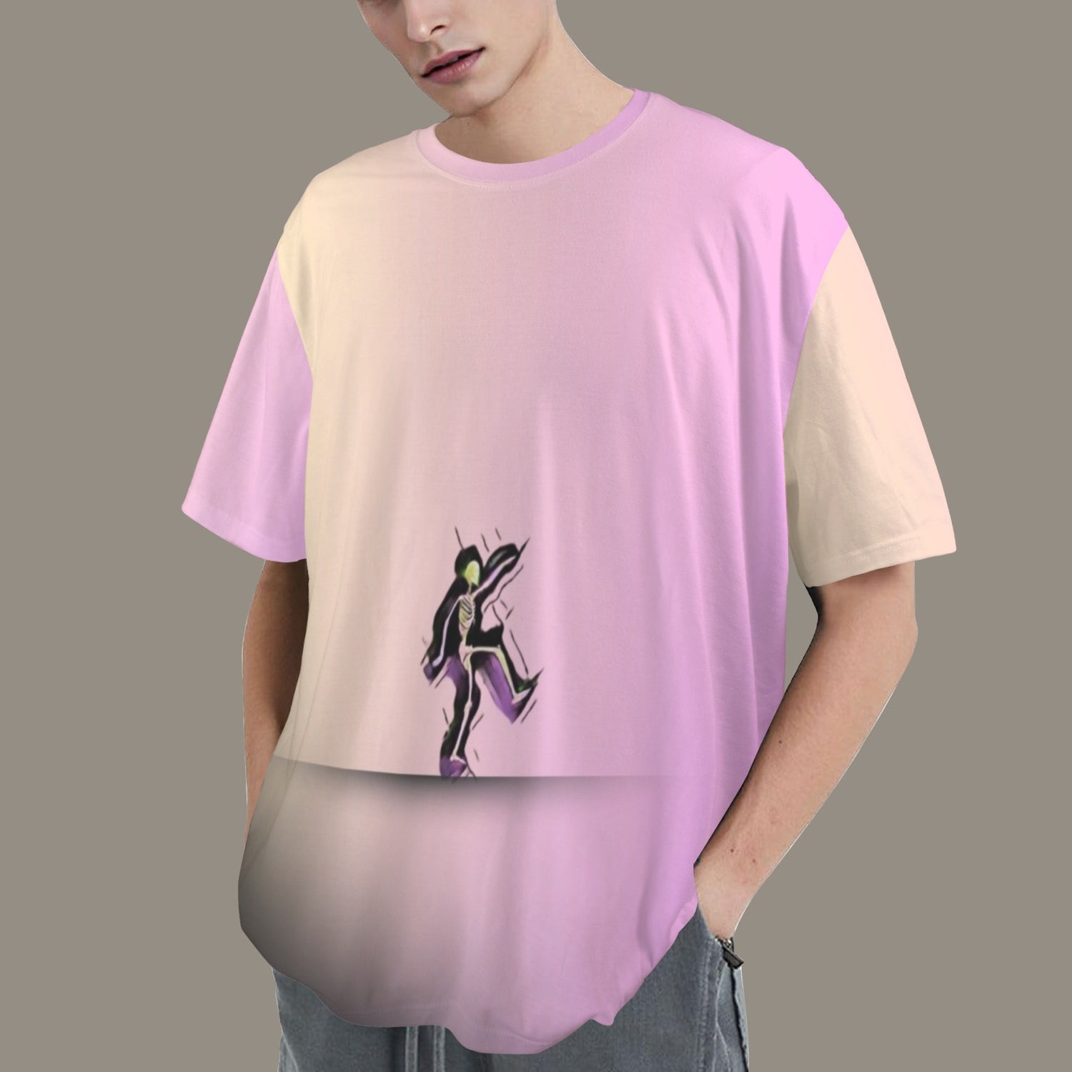 HSM T-shirt Skeleton Pink Yellow fade