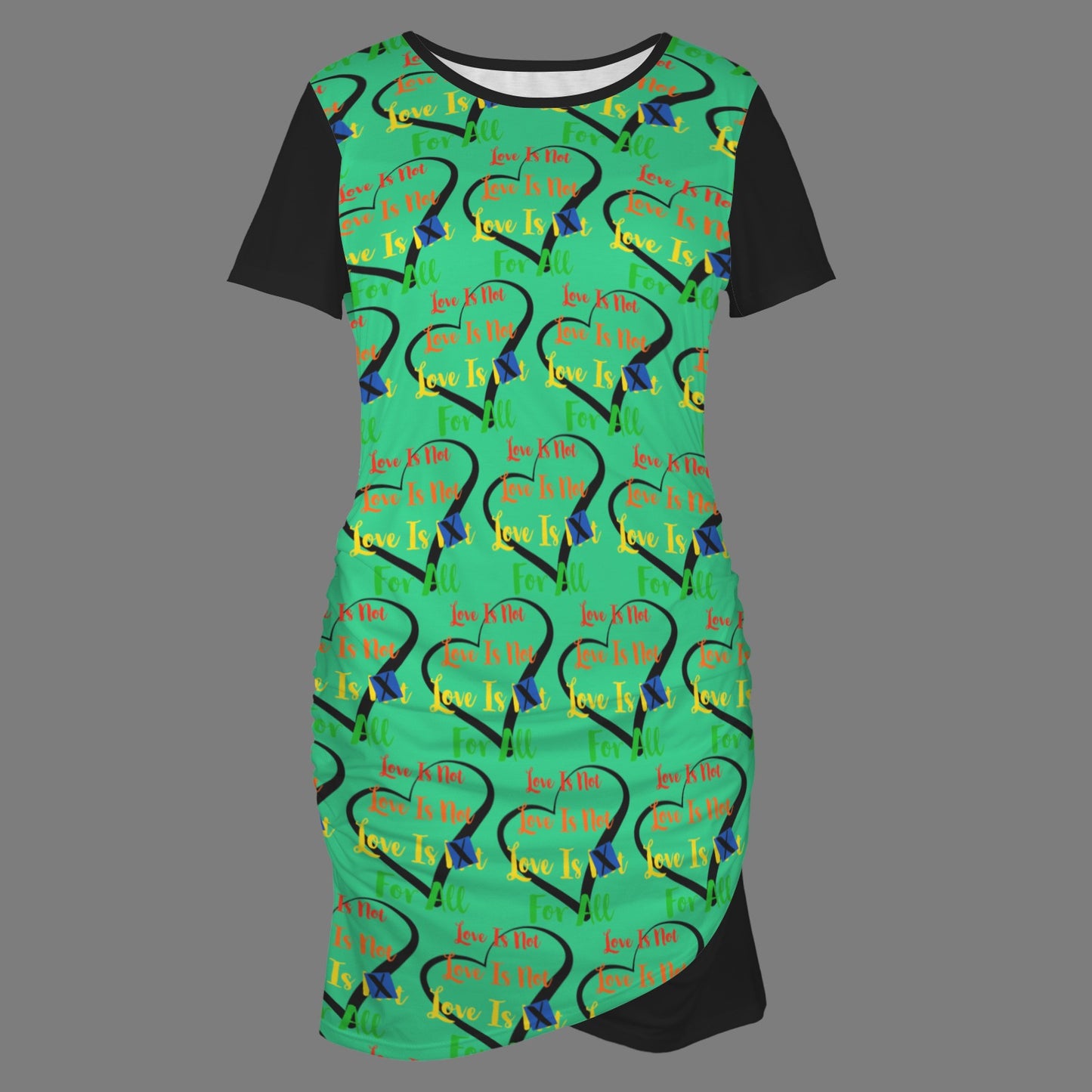 LINFA Bodycon Dress Joker Green Black Little Hearts