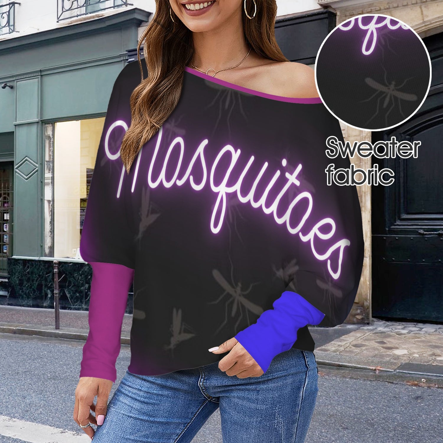 Mosquitoes Sweater Purple Blue Sleeve