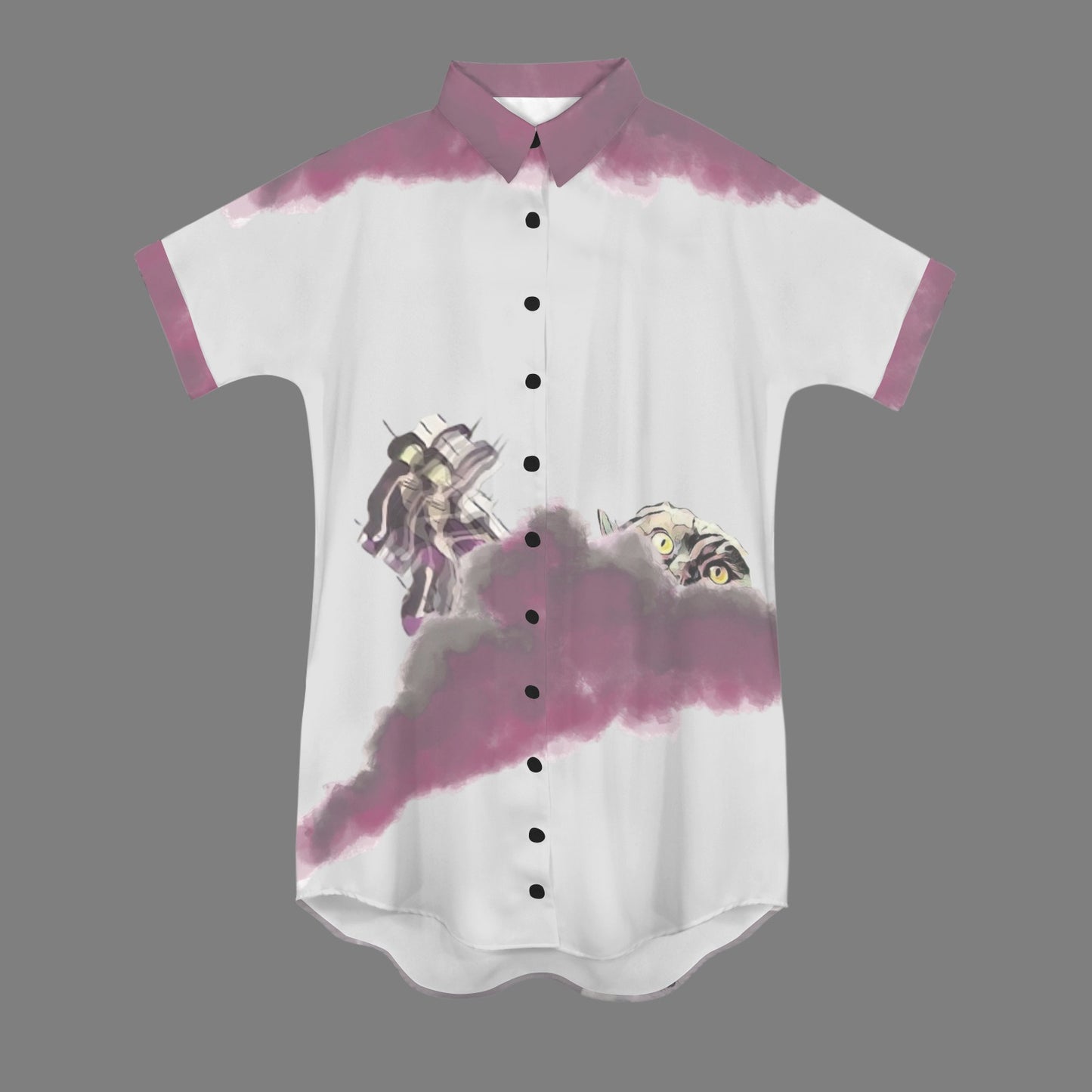 Humans Scare Me Jimmy Cloud T-Shirt Dress Light Grey