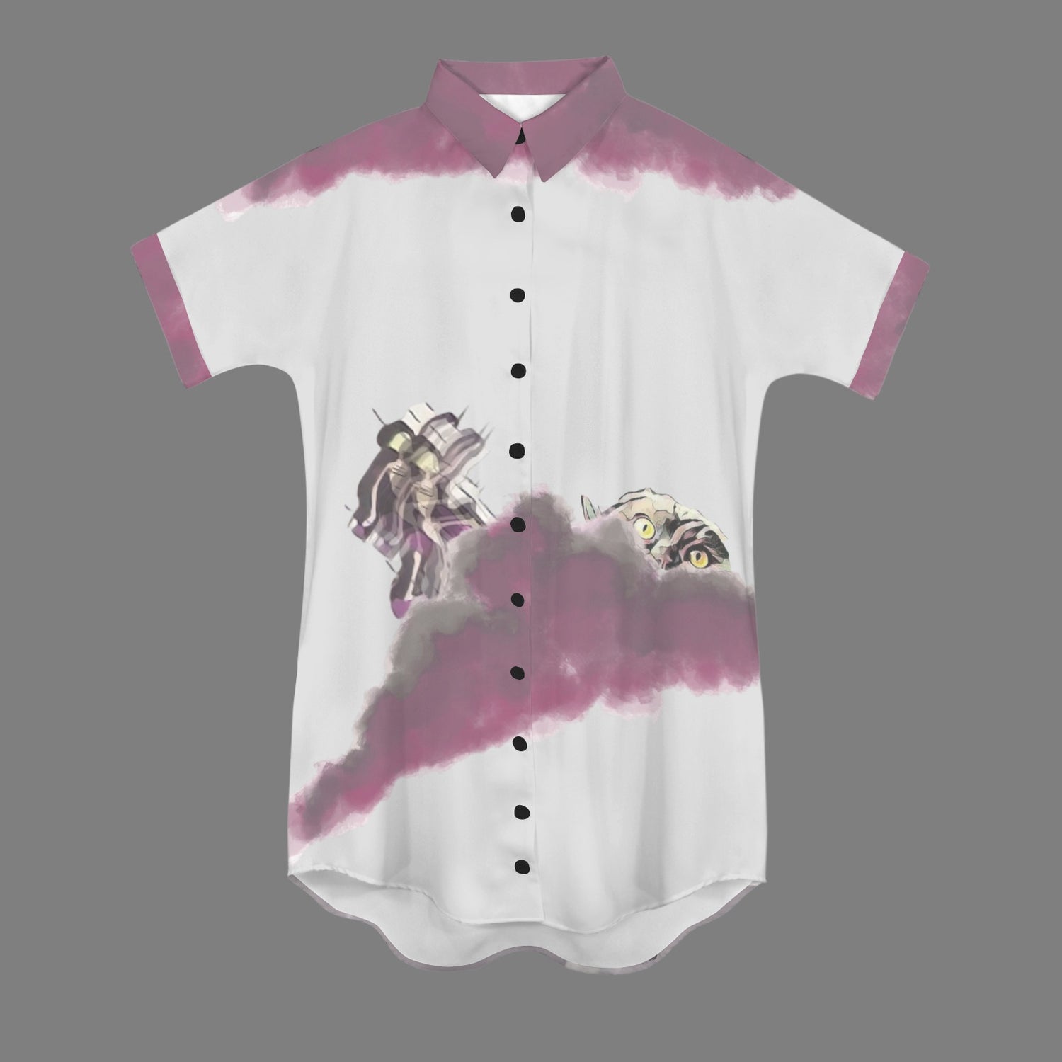 Humans Scare Me Jimmy Cloud T-Shirt Dress Light Grey
