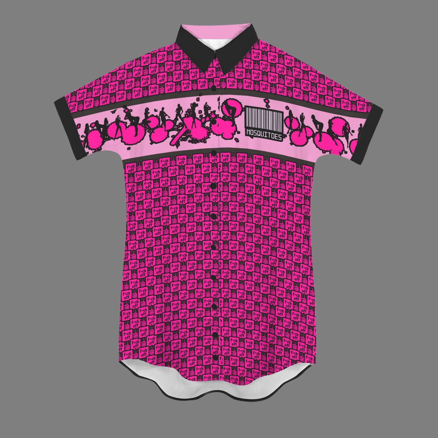 Mosquitoes T-Shirt Dress Barcode - Pink V2