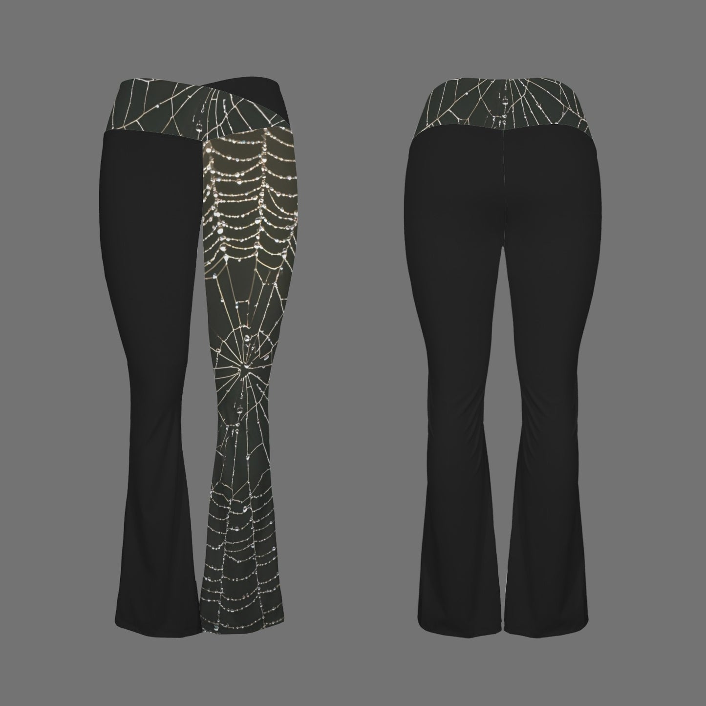 Tummy Control Cross Waist Pants Black Spiderweb