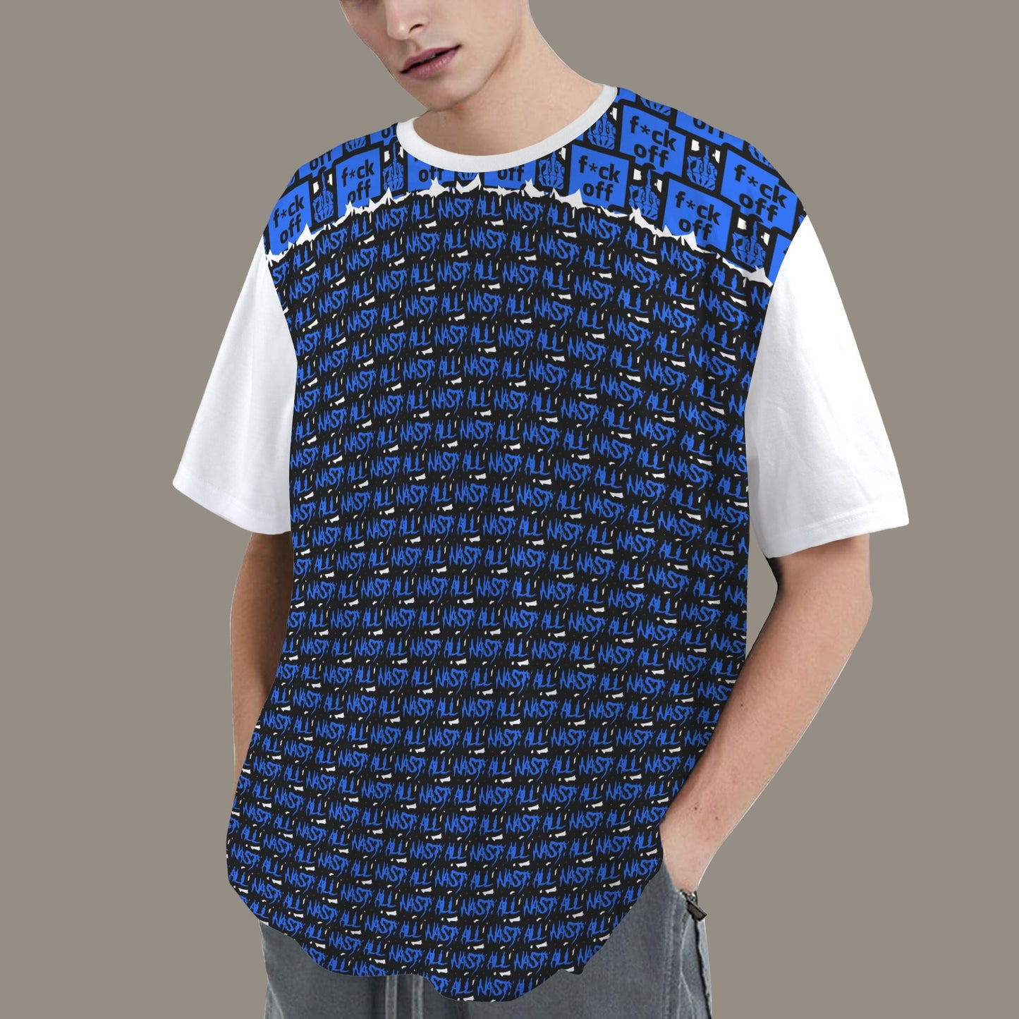 FUCK OFF ALL NASTY BLUE WHITE T-SHIRT