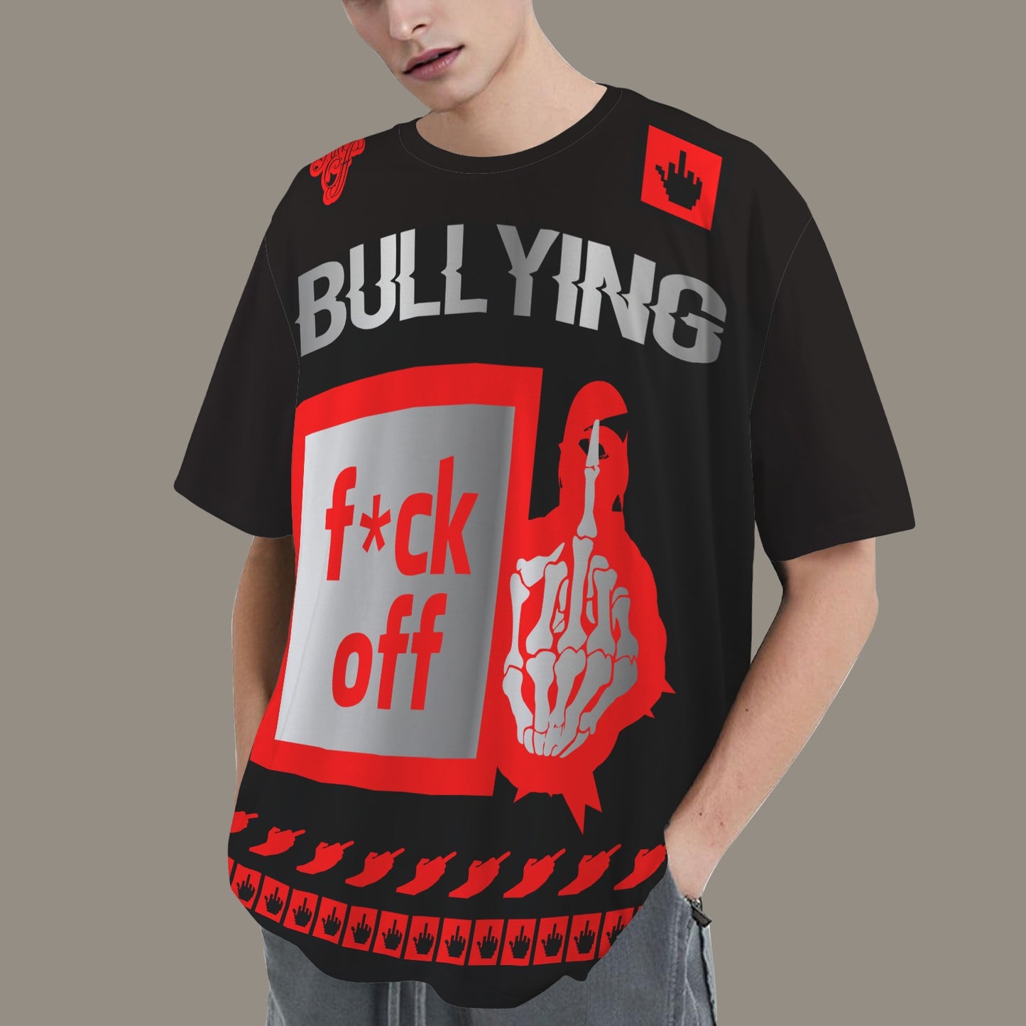 FUCK OFF BULLYING DISTRESSED T-SHIRT BLACK
